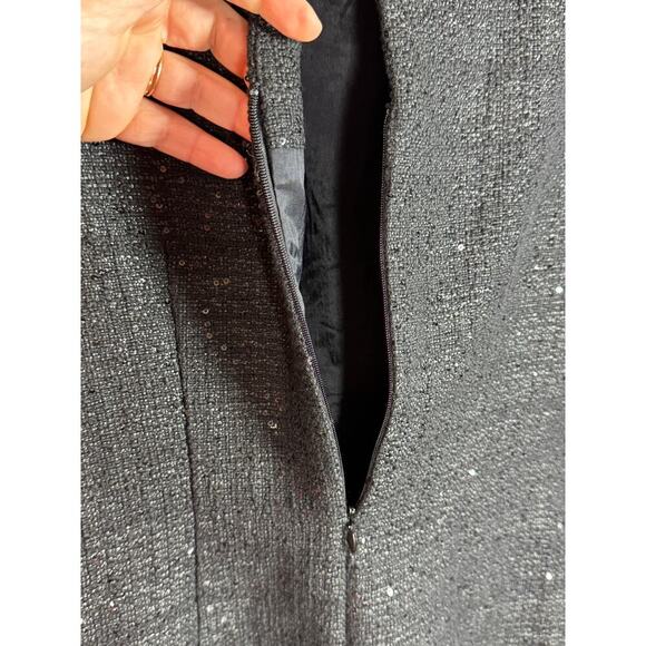 NWT Anne Klien Tweed Black Sequined Fitted Knee Length 4 Luxury Formal MSRP $149 - Picture 10 of 13